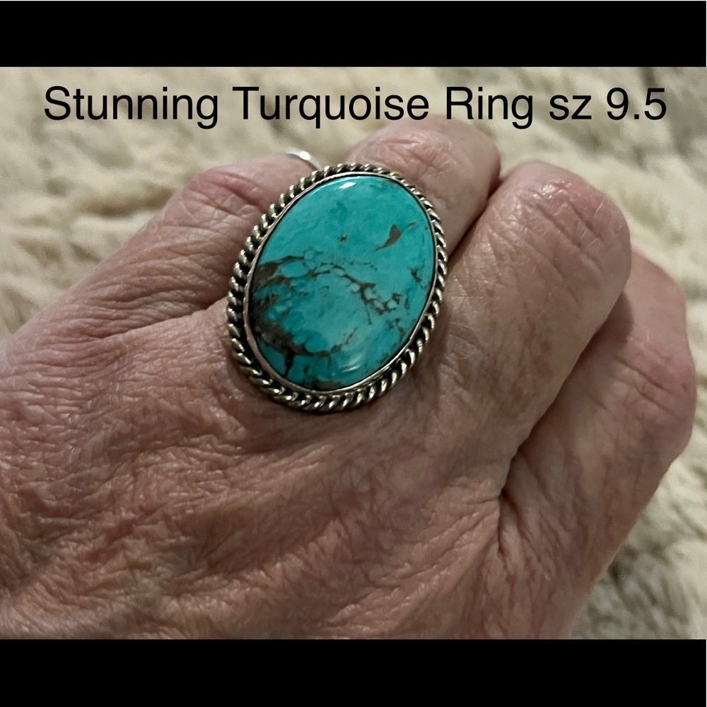 Sterling Silver Turquoise Ring sz 9.5
